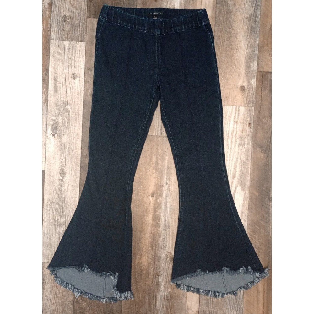Women's Juliette 90s y2k Raw Hem Flare Bell Bottom Pull On Jeans, Size 4
